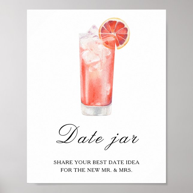 Poster Citrus cocktail bridal shower - date night ideas (Devant)