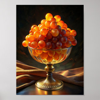 Poster "Citrus Delight : Raisins orange sur Noir".