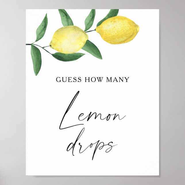 Poster Citrus - devinez combien de gouttes de citron (Devant)