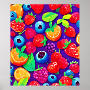 Poster Citrus et baies éclatées