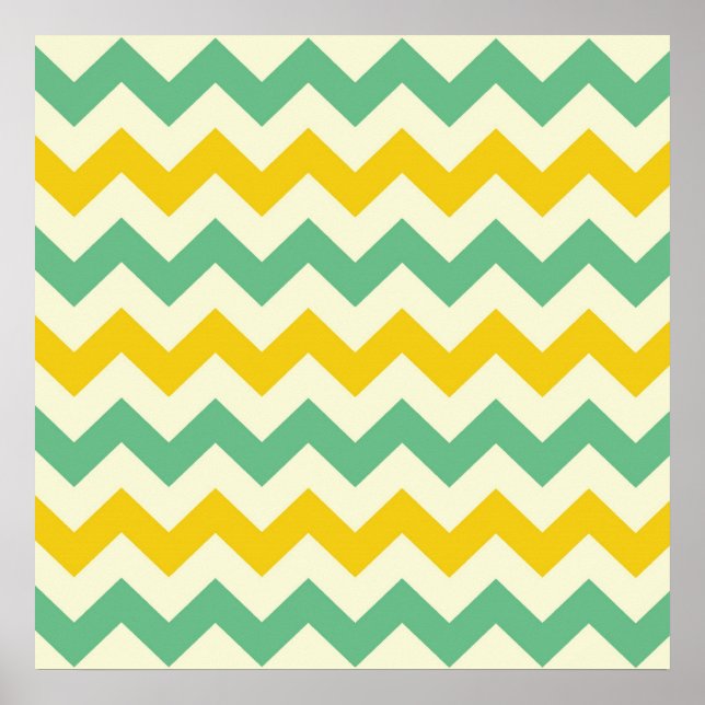 Poster Citrus et Lime Chevron Zigzags Jaune Vert (Devant)