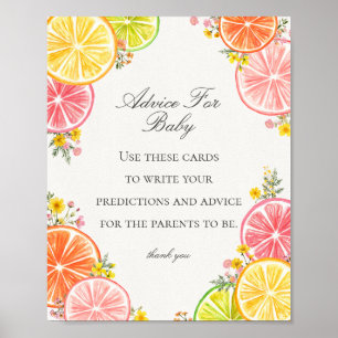 Poster Citrus Floral Little Cutie Conseils pour Baby Game