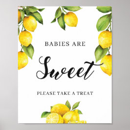 Poster Citrus Lemon Baby Are Sweet Sign for Baby shower