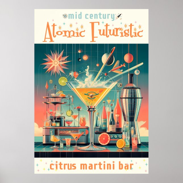 Poster Citrus Martini Bar Futuriste Atomique du milieu du (Devant)