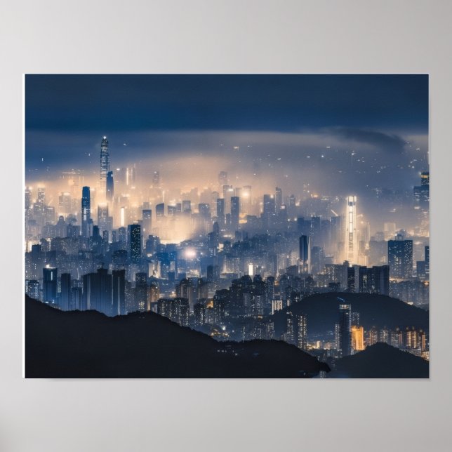 Poster "City Lights at Night Canvas - Modern Urban Wall D (Devant)
