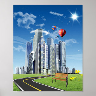 Poster City Skyline Frutiger Aero
