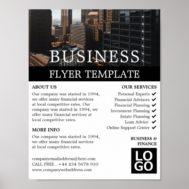 Poster Cityscape, affaires et finances Publicité (Devant)