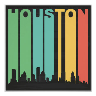 Poster Cityscape de Houston vintage