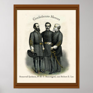 Poster Civil War Heroes Stonewall Beauregard