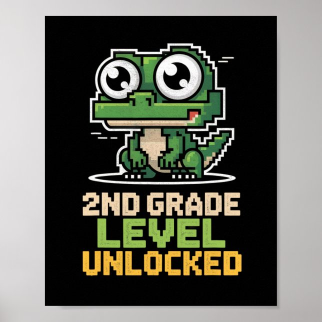 Poster Ck To School 2nd Grade Lizard Gamer Second Level U (Devant)