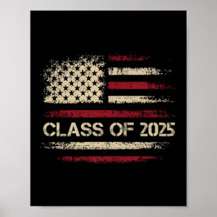 Poster Cl Of 2025 American Flag Usa Graduation Boys Girls