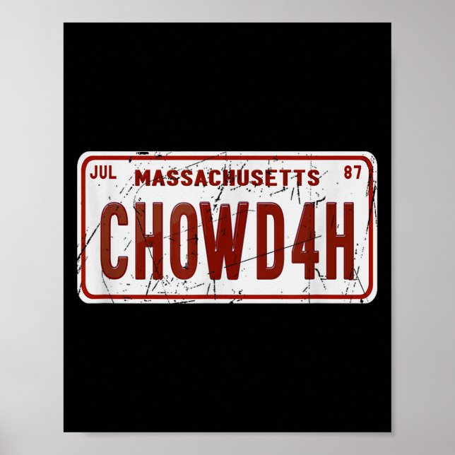 Poster Clam Chowder Boston Accent Chowdah Funny  (Devant)