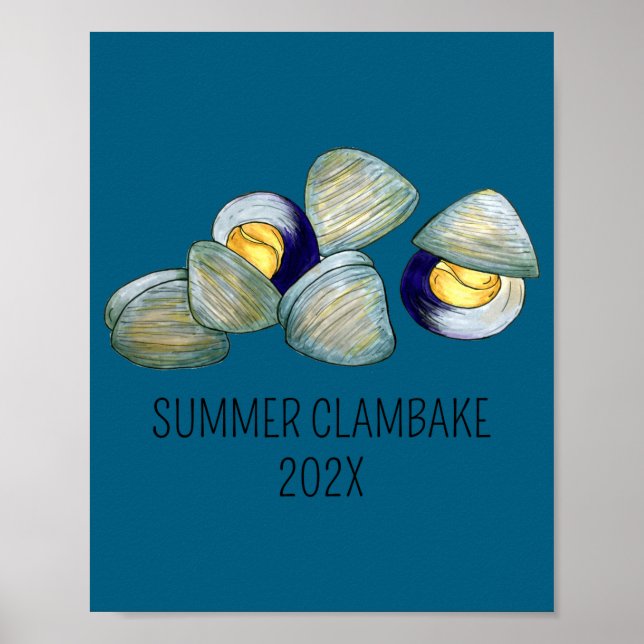Poster Clams Clambake Rhode Island New England Seafood  (Devant)