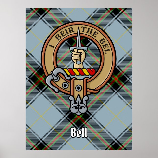 Poster Clan Bell Crest sur Tartan (Devant)