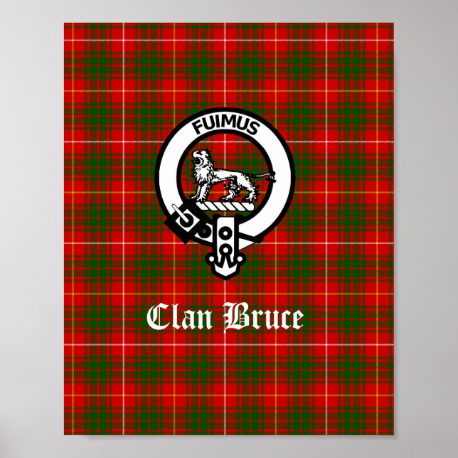 Poster Clan Bruce Crest Badge & Tartan (Devant)
