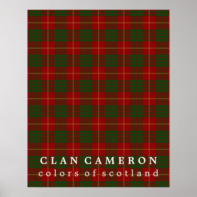 Poster Clan Cameron Couleurs écossaises Tartan (Devant)
