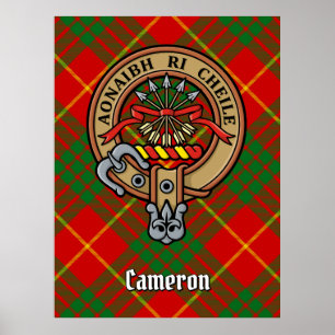 Poster Clan Cameron Crest sur Tartan