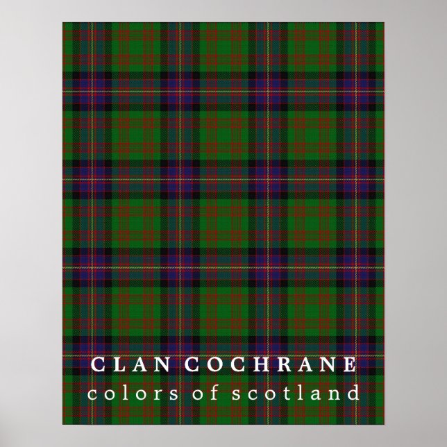 Poster Clan Cochrane Couleurs écossaises Tartan (Devant)