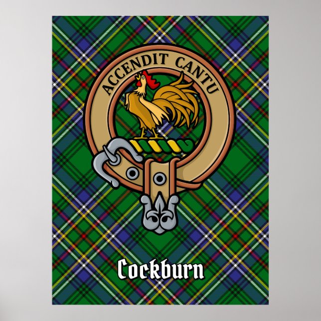 Poster Clan Cockburn Crest sur Tartan (Devant)