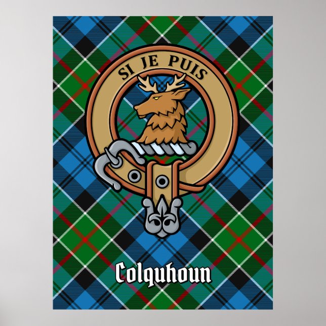 Poster Clan Colquhoun Crest sur Tartan (Devant)