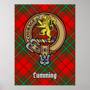 Poster Clan Cumming Crest sur Tartan