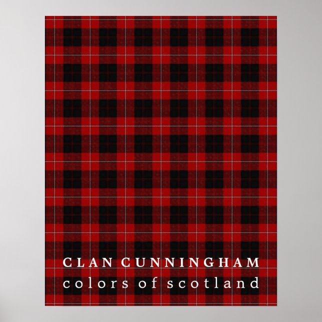 Poster Clan Cunningham Couleurs du Tartan écossais (Devant)