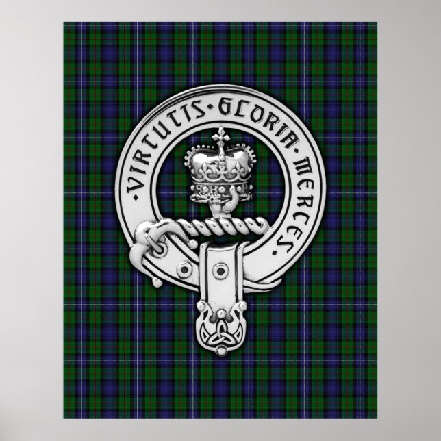 Poster Clan Donnachaidh (Robertson) Crest /Hunting Tartan (Devant)