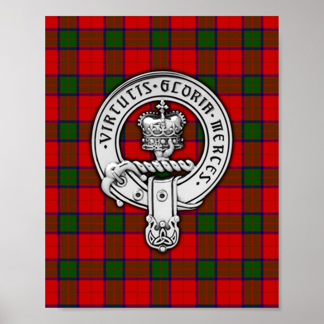 Poster Clan Donnachaidh (Robertson) Crest & Tartan (Devant)