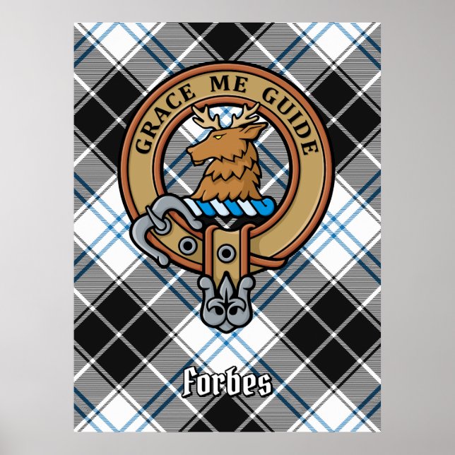 Poster Clan Forbes Crest sur la robe Tartan (Devant)
