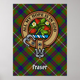 Poster Clan Fraser Crest sur la chasse Tartan