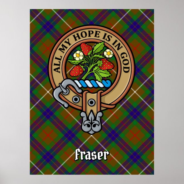 Poster Clan Fraser Crest sur la chasse Tartan (Devant)