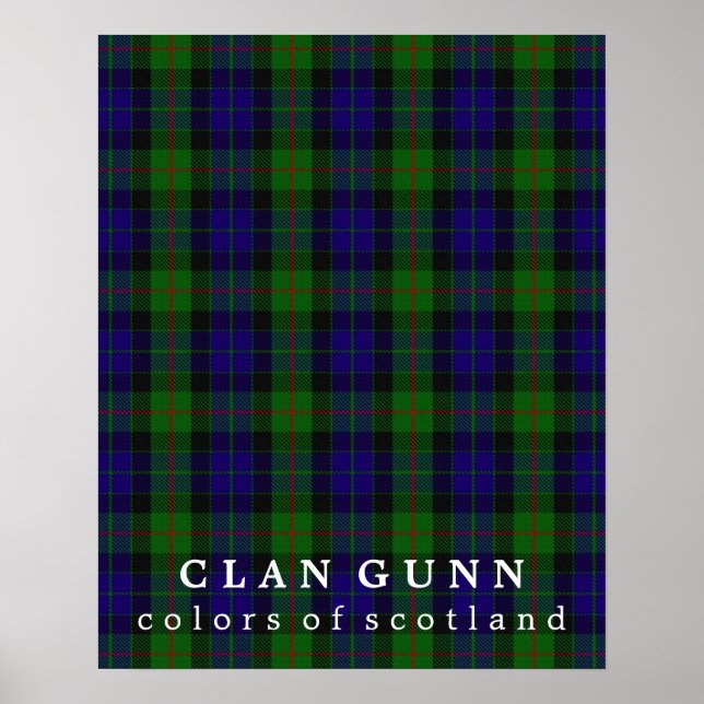 Poster Clan Gunn Couleurs écossaises Tartan (Devant)