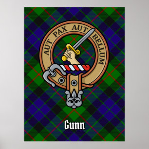 Poster Clan Gunn Crest sur Tartan