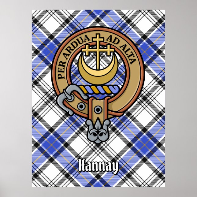 Poster Clan Hannay Crest sur Tartan (Devant)