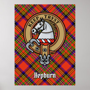Poster Clan Hepburn Crest sur Tartan