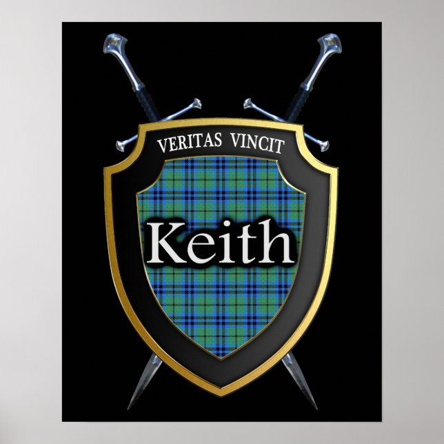 Poster Clan Keith Tartan Scottish Shield & Swords (Devant)