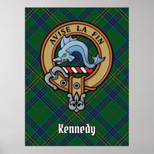 Poster Clan Kennedy Crest sur Tartan