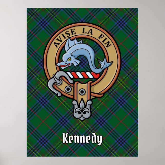 Poster Clan Kennedy Crest sur Tartan (Devant)