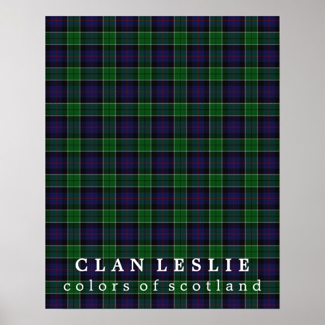 Poster Clan Leslie Couleurs écossais Tartan (Devant)