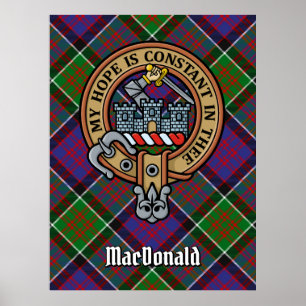 Poster Clan MacDonald de Clanranald Crest sur Tartan