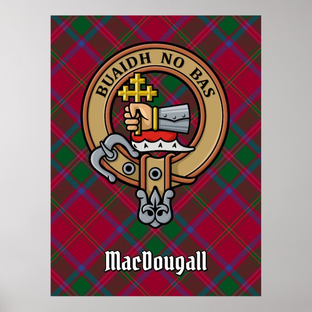 Poster Clan MacDougall Crest sur Tartan (Devant)