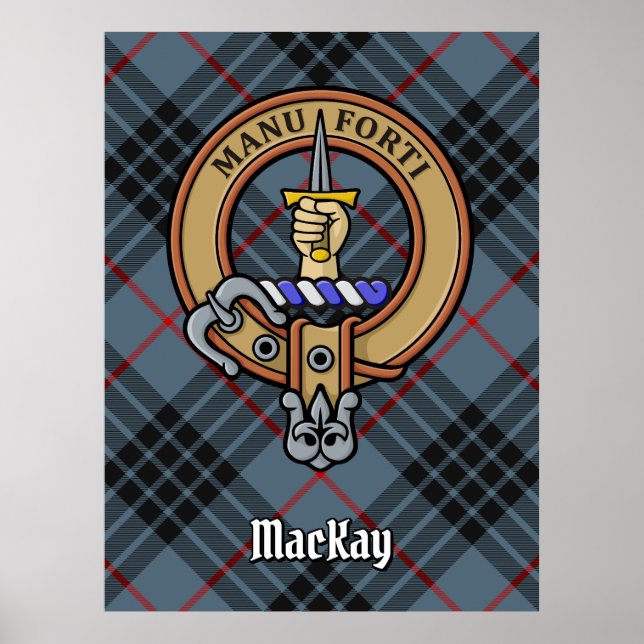 Poster Clan MacKay Crest sur Blue Tartan (Devant)