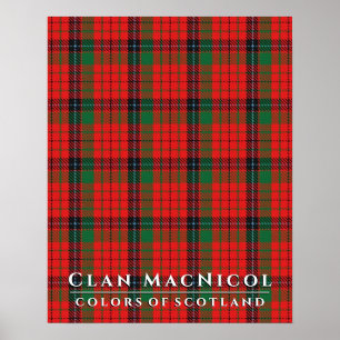 Poster Clan MacNicol Colours of Scotland Red Tartan Poste