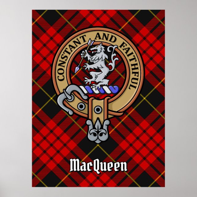 Poster Clan MacQueen Crest sur Tartan (Devant)