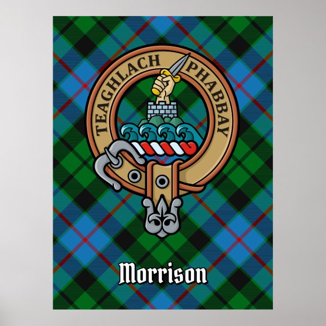 Poster Clan Morrison Crest sur la chasse Tartan (Devant)