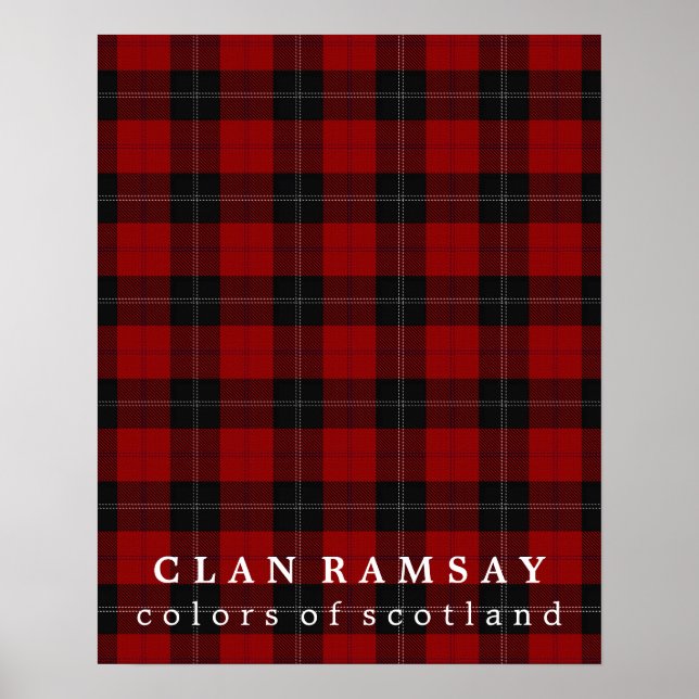 Poster Clan Ramsay Couleurs écossais Rouge Noir Tartan (Devant)