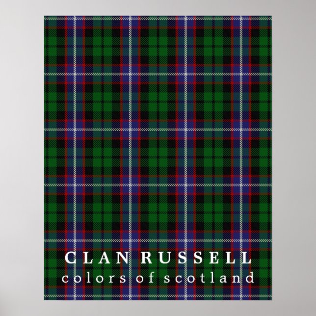 Poster Clan Russell Couleurs d'Ecosse Tartan (Devant)
