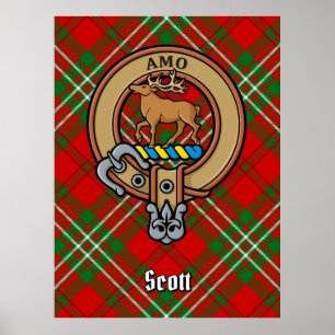 Poster Clan Scott Crest sur Red Tartan