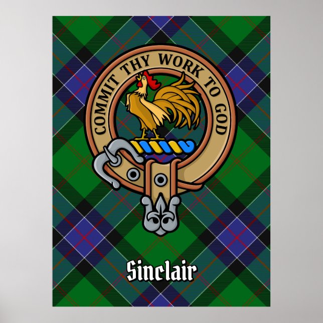 Poster Clan Sinclair Crest sur la chasse Tartan (Devant)