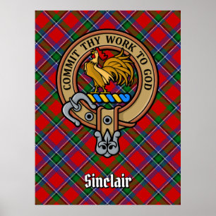 Poster Clan Sinclair Crest sur Tartan